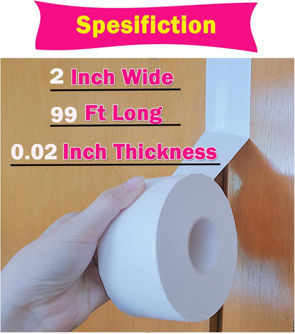 WENSSKKU White Window Weather Sealing Tape, Waterproof Window AC Air Conditioner Sealing Tape Can Keep Out Drafts Cold Air Rain Dust Smog(2IN X 99FT)