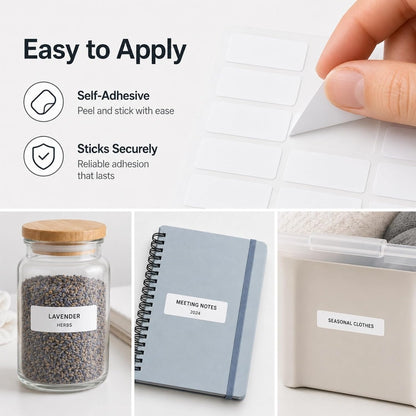 Clear Waterproof Removable Label Stickers 4"x2" 120pcs Vinyl for Kitchen Food Storage Jars Freezer Bottles, Write-On, Oil Resistant, Peel and Stick, w/Marker Pen
