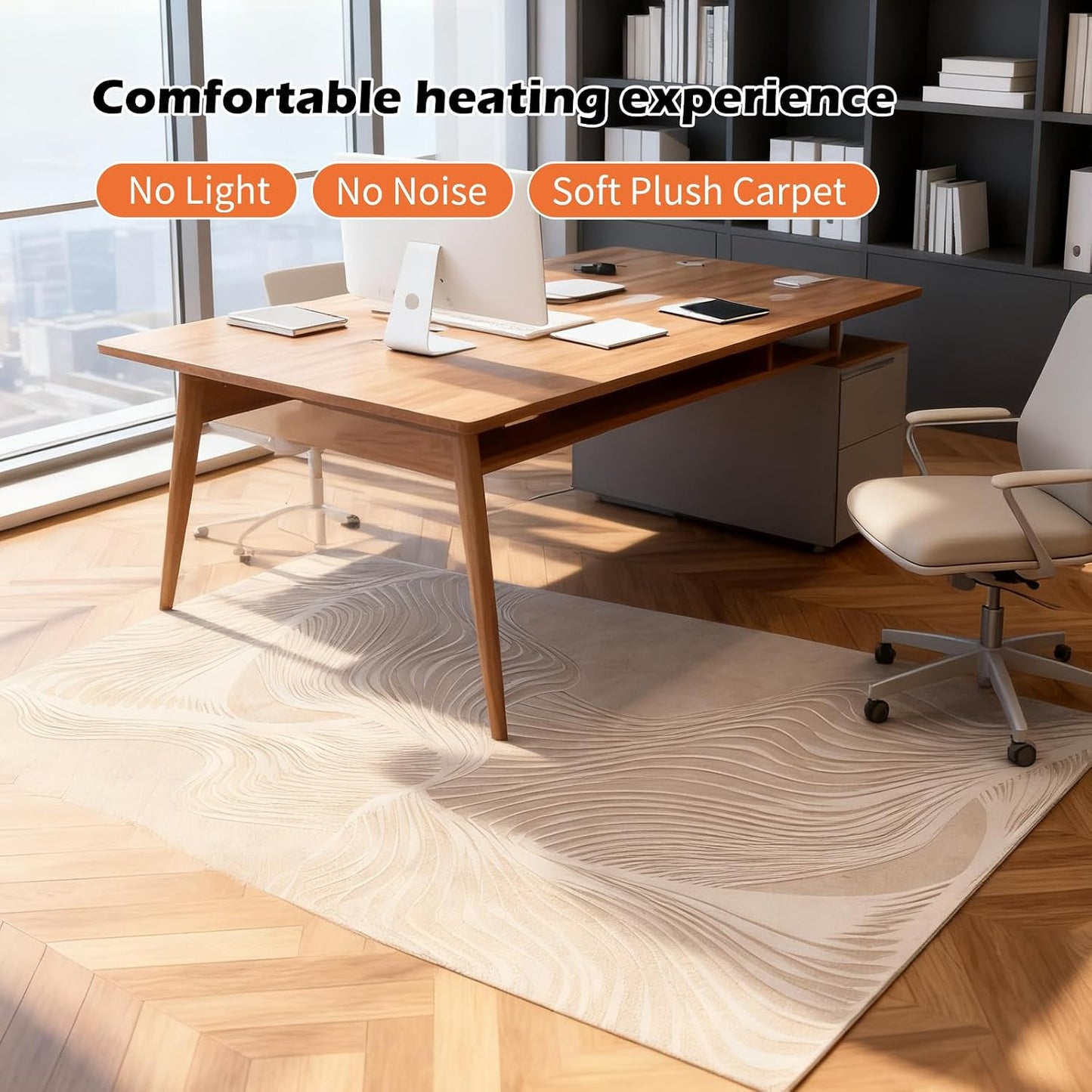 Electric Heated Carpet 35x55in Soft Plush Heating Rug 450W CX | Instant Warmth in 30s, 60 Heat Levels 12h Timer, Energy Efficient Safety Protection Ideal for Home Office Playroom 120V
