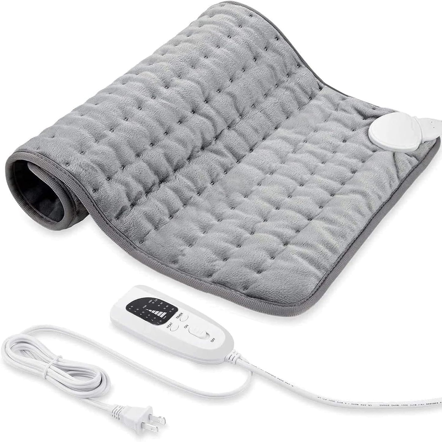 Electric Heating pad with 6 Heat Settings, Auto Shut Off, Dry Electric Heating for Back Neck Knee Arms Legs Shoulder Heat Pads for Christmas Birthday Father Mother's Day (24"X12", Gray Green)