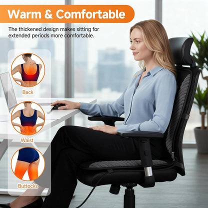 Heated Seat Cushion for Office Chair, 7-Level Heating Chair Pad with Timer, Comfortable Seat Warmer for Home, Office and More