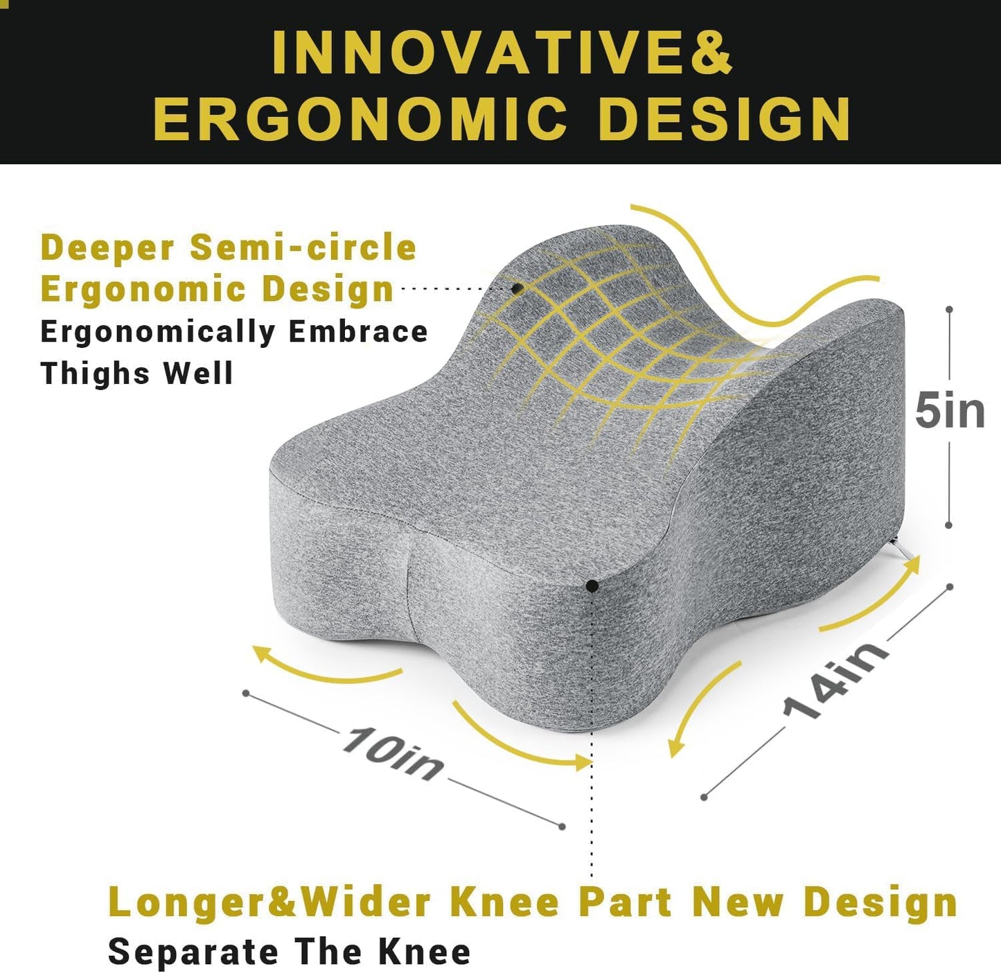 Long Knee Pillow for Side Sleepers Separates Full Thighs for Alignment | Memory Foam Leg Pillow for Knees,Hips, Back Pain Relief When Side Sleeping Spine Alignment Support for Knee Surgery Recovery