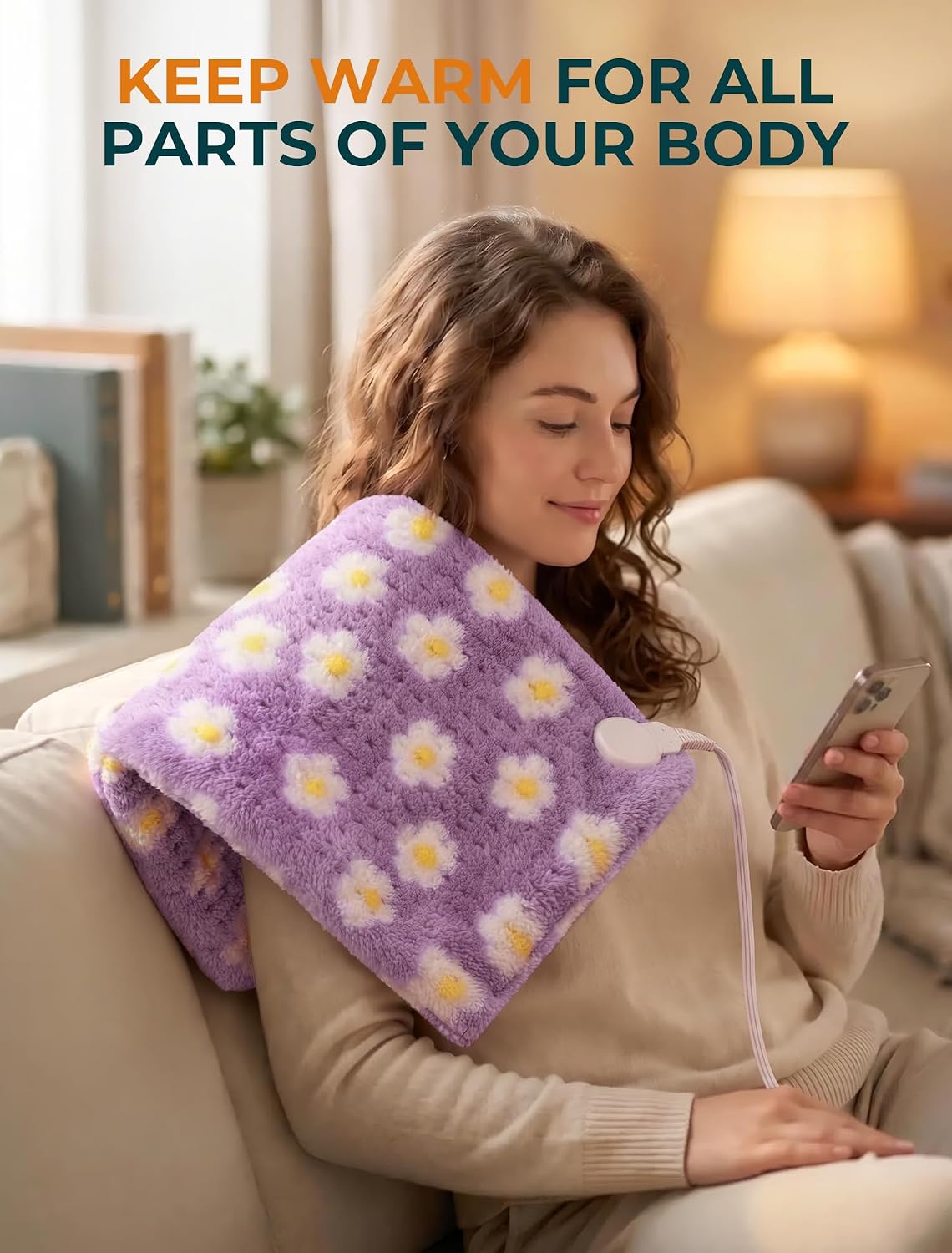 Heating Pad, ALLJOY Cute Heating Pad for Period Cramps & Back Pain, 24"X12"