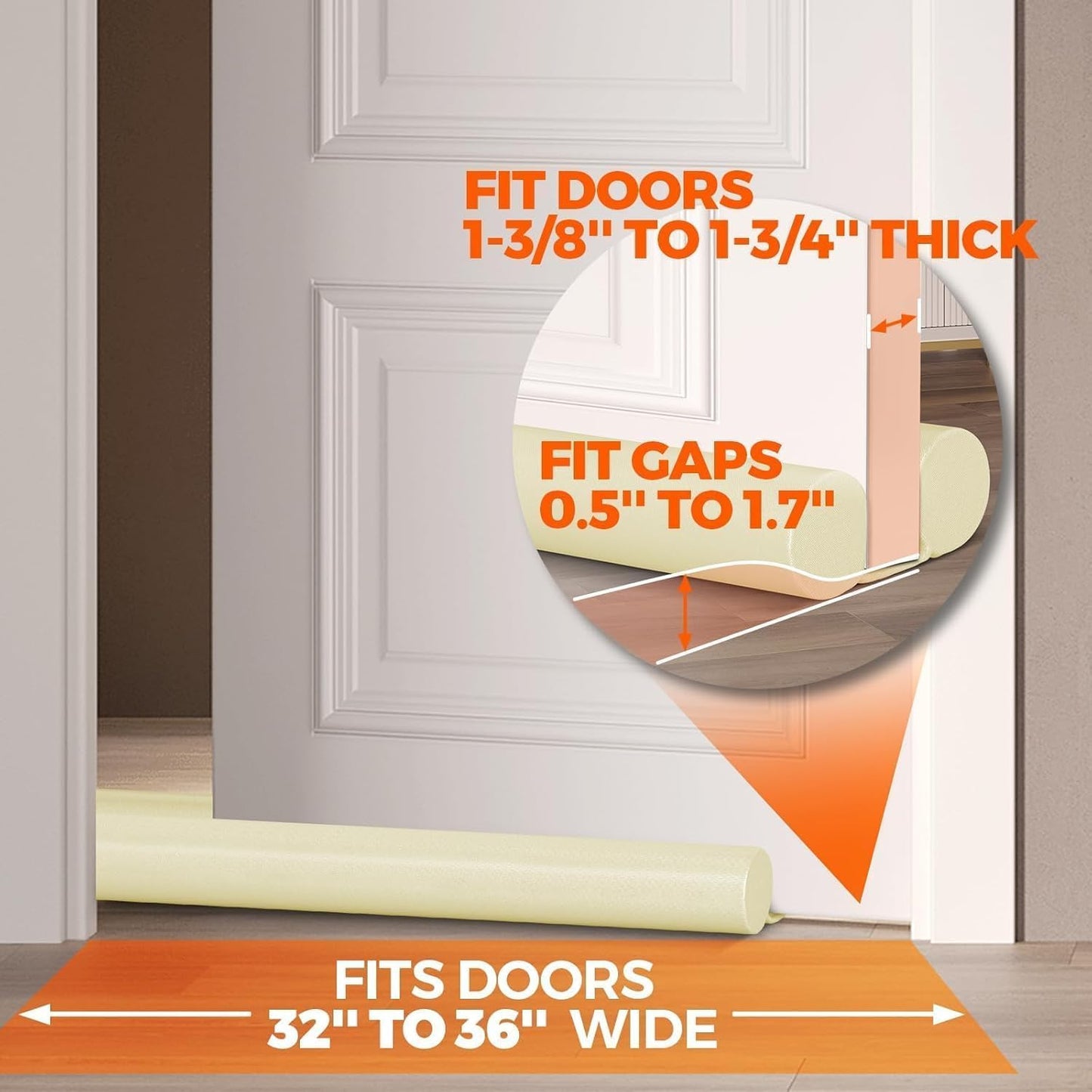 Holikme Under Door Draft Stopper Door Seal Gap Filler Weather Stripping | 36 Inch Soundproofing Noise Blocker Window Breeze Adjustable Draft Blocker for Bottom of Door Stop Light, Air, Dust, Gray