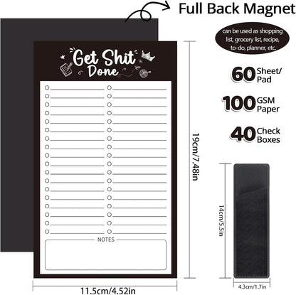 Thboxes 2 Pack Grocery List Magnet Pad for Fridge, 120 Sheets, Pen Holder | 4.5x7.5In Magnetic Grocery List Pad for Fridge, Full Back Shopping Checklist, Notepad for Kitchen, Home Office, Parents, Kids
