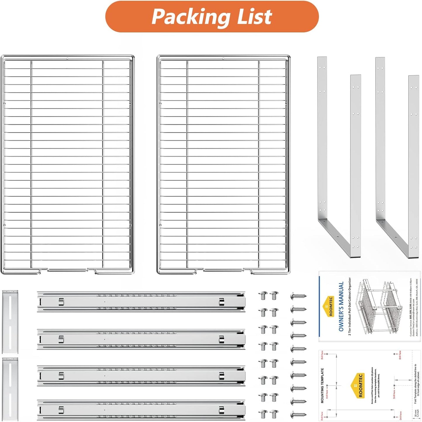 ROOMTEC Pull Out Cabinet Organizer, Pull Out Shelves 5½" W x 21½" D, Heavy Duty Cabinet Drawers Slide Out Kitchen Organizers Storage Shelf