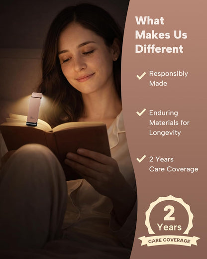 86lux Book Light, Rechargeable Clip-On LED Reading Light for Bed | 3 Color Temperatures with Stepless Dimming, Ultralight Bookmark Design for Book Lovers, Grey