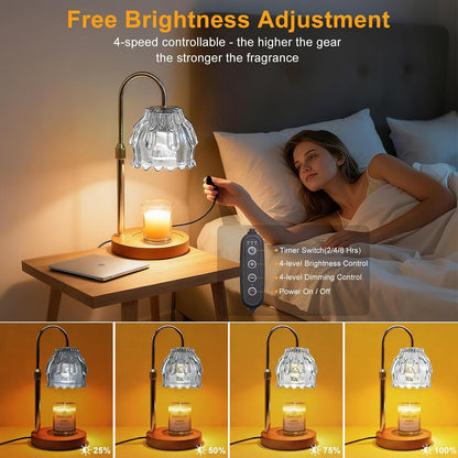 Candle Warmer Lamp with Timer & Dimmer, Birthday Gifts for Women Mom, 4-Level Dimmable Flower Heat Lamp for Jar Candles, Adjustable Height, House Warming Gifts, Home Decor (Purple