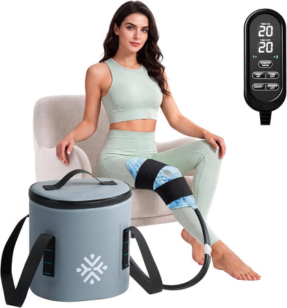 Ice Machine for Knee After Surgery w/Compression, Hip Replacement Cold Therapy Machine, Cryocuff Wrap Pack for Shoulder Recovery, ACL Cold Circulation System