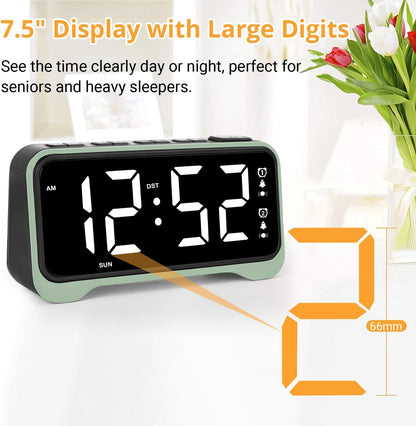 Vibrating Alarm Clock for Heavy Sleepers, 3-Level Bed Shaker, Dual Alarms