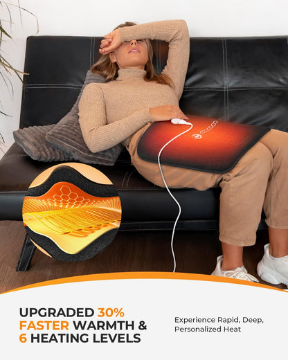 CooCoCo FSA Eligible 17 x 33 in Large Heating Pad, Foot Warmer, Black