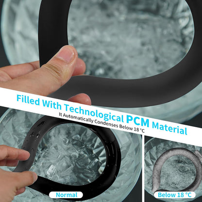 2PCS PCM Neck Cooling Tube with Insulated Bag, Reusable Ice Ring Neck Cooler Wrap, Wearable Neck & Shoulder Cooling Ring for Hot Weather Outdoor Work, TPU Freezable Collar (Blue+Black)