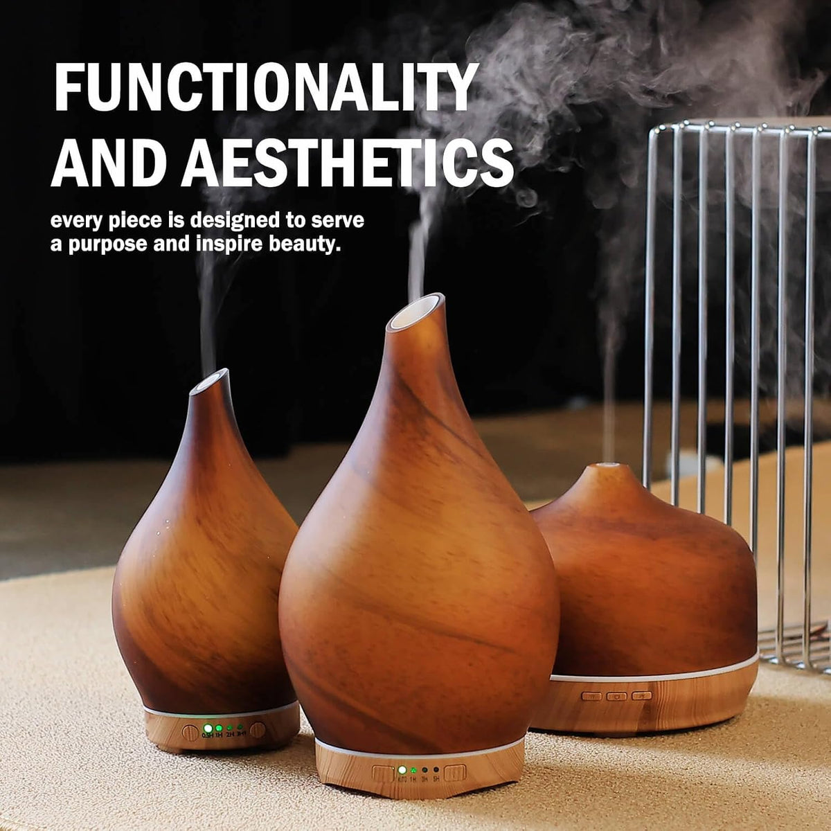 Porseme Essential Oil Diffuser 280ml Handmade Glass Diffuser 7H Runtime | Elegant Handmade Glass Aroma Diffuser with 7-color LEDs, Quiet Aromatherapy and Safe Auto Shut-off, Perfect for Gifts