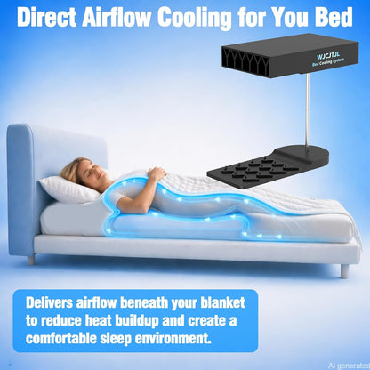 Bed Fan Under Sheets, Bed Cooling System with Adjustable Fan Speed (White)