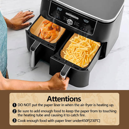 UBeesize 9 Inch Disposable Air Fryer Liners 200 Pack Square Parchment Liner