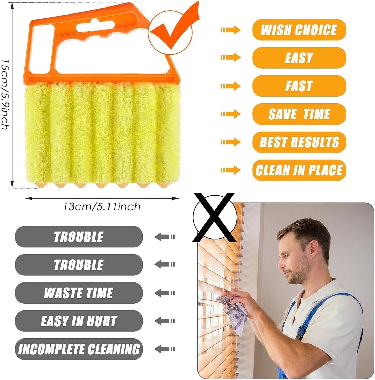 Geiserailie 2 Pcs Window Venetian Blind Cleaner Duster Tool Washable 7 Fingers Dusting Cleaner and Air Vent Shutter Brush Blinds Air Conditioner Fan Duster Dirt Housekeeping Tool (2 Color)