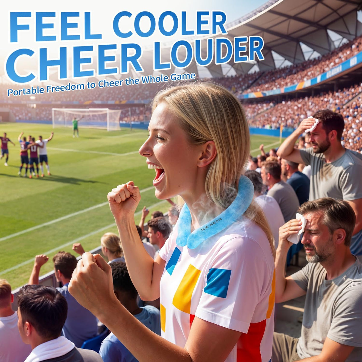 Cooling Neck Wrap for Summer Heat Relief, Wearable Ice Neck Cooling Tube with Quick Freeze Gel, Reusable Hands-Free Cold Band Lasts Up to 5 Hours for Outdoor, Yardwork, Workouts