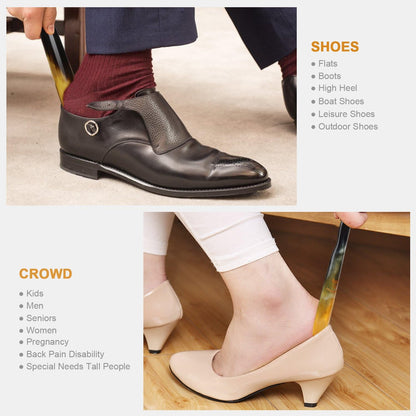 Handcrafted Natural Tibetan Yak Horn Shoe Horn(8.7" to 9.4") | Shoe Spoon Helper for Men Women, Boots & All Shoes, Portable Travel Size with Gift Box