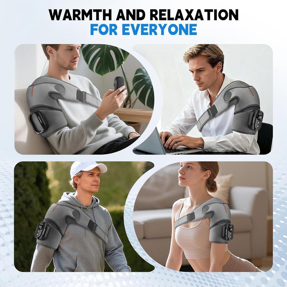 Cordless Shoulder Massager with Heat and Vibration, 3 Heat & 3 Vibration