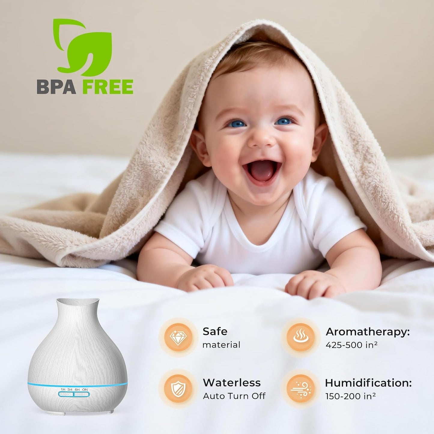 Aromatherapy Essential Oil Diffuser, 550ml Ultrasonic Fragrant Oil Large Room Humidifier, Diffusers for Home with Timer and Waterless Auto-Off, 7 Color LED Lights,Cool Mist Humidifiers