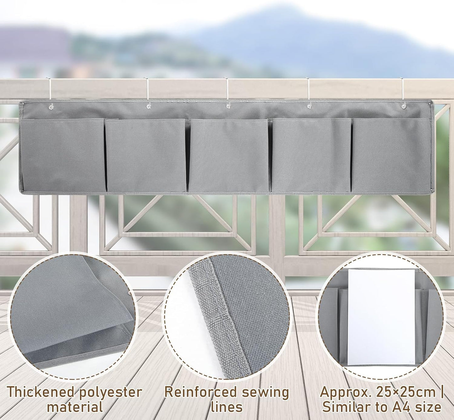 Extra Large Bedside Caddy Storage Bag 53 Inch Bedside Hanging Organizer Bedskirt Pocket Organizer Storage Bag Shoe Rv Pockets with Hook for Home Dormitory Hospital Camper Van Bunk Nursery Bed(Grey)