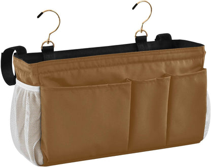 Black Bedside Caddy Storage Bag Bedside Organizer for Bed Rails College Dorm Room Organizer Caddy Hanging Shelf 6 Pockets with Hooks for Drinks Magazine Phone Holder