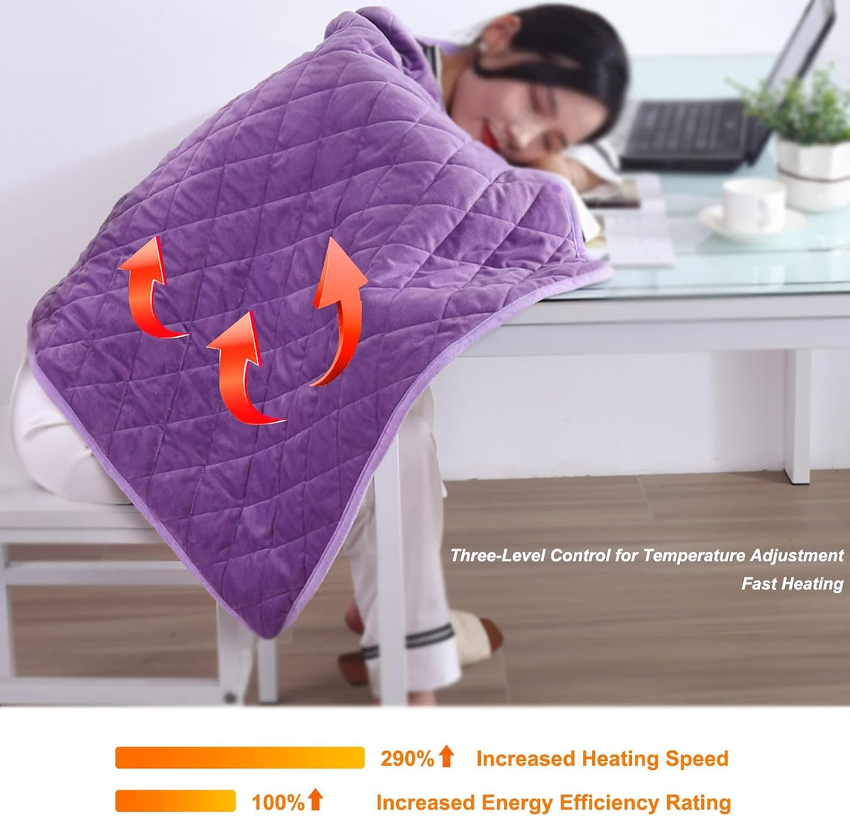 40"x55" Cordless Heated Blanket, Portable Heated Blanket Battery Operated, Cozy Soft Wearable Heated Shawl, 3 Heat Settings, Auto-Off, Machine Washable(Gray,Shawl)