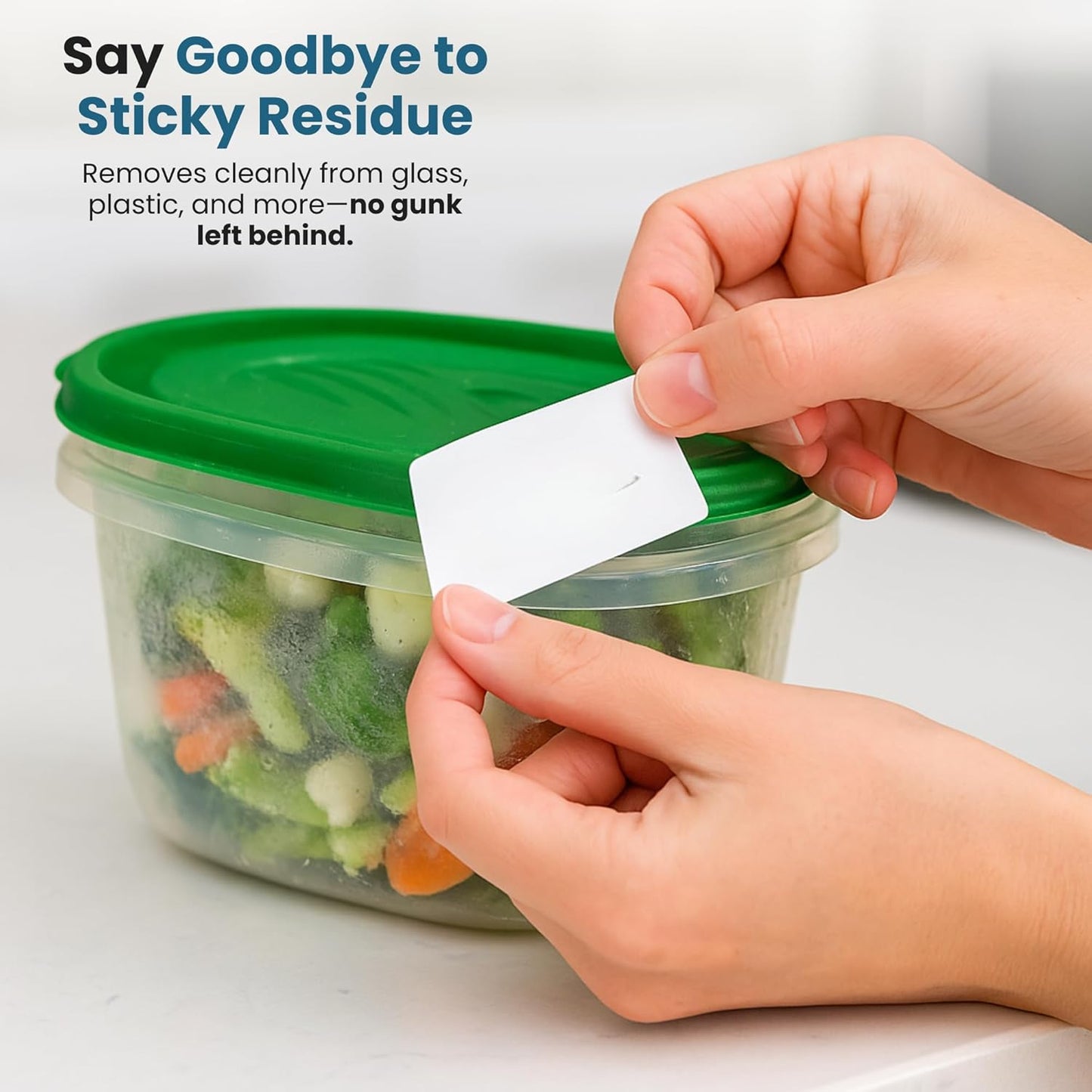Jokari Label Once Erasable Food Labels with Marker and Eraser Reusable | Kitchen Storage Freezer Dishwasher, Microwave Safe 70 Pack, Includes Marker and Eraser, Labels for Any Task