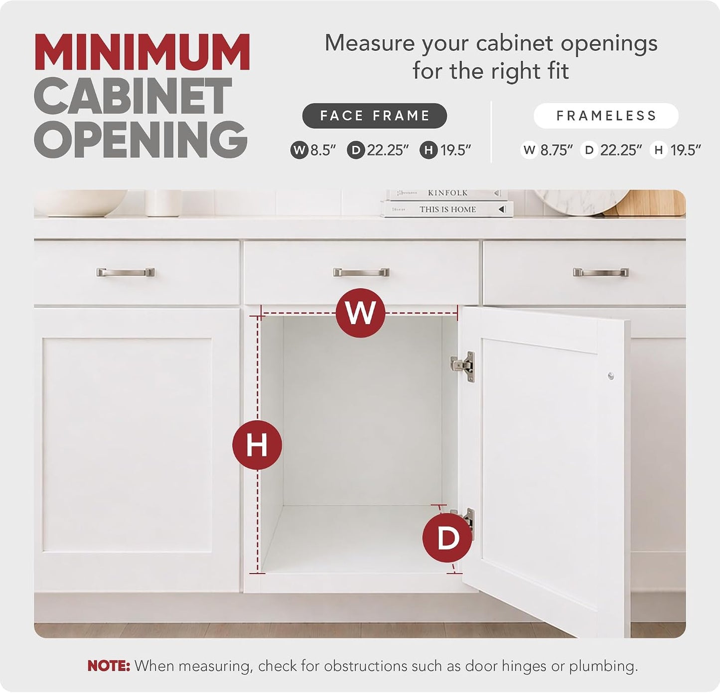 Rev-A-Shelf Pullout Organizer for Cabinets, Min Opening Width of 18" | STwo-Tier Steel Shelf for Kitchen or Vanity Cabinet Organization, Heavy Gauge Wire Slide Out Storage Basket, 5WB2-1822CR-1