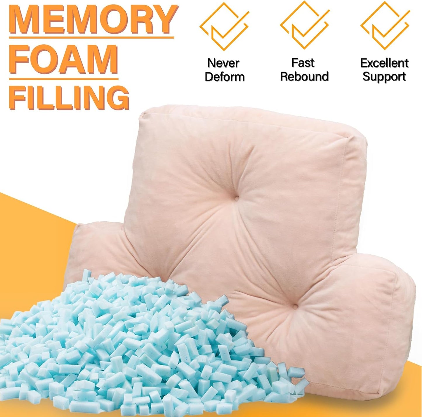 1 MIDDLE ONE Back Pillow for Chair, Memory Foam Lumbar Pillow for Back Support, Back Rest Cushion for Office, Sofa, Couch Sitting, Recliner, Bed and Lower Back Pain (Grey)