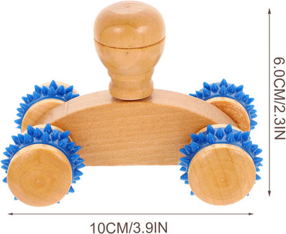 Holibanna 3pcs Wooden Massage Roller Moon Car for Relaxing Massage and Relieving Muscle Fatigue, Handheld Back Massager Stick Suitable for Yoga After Exercise
