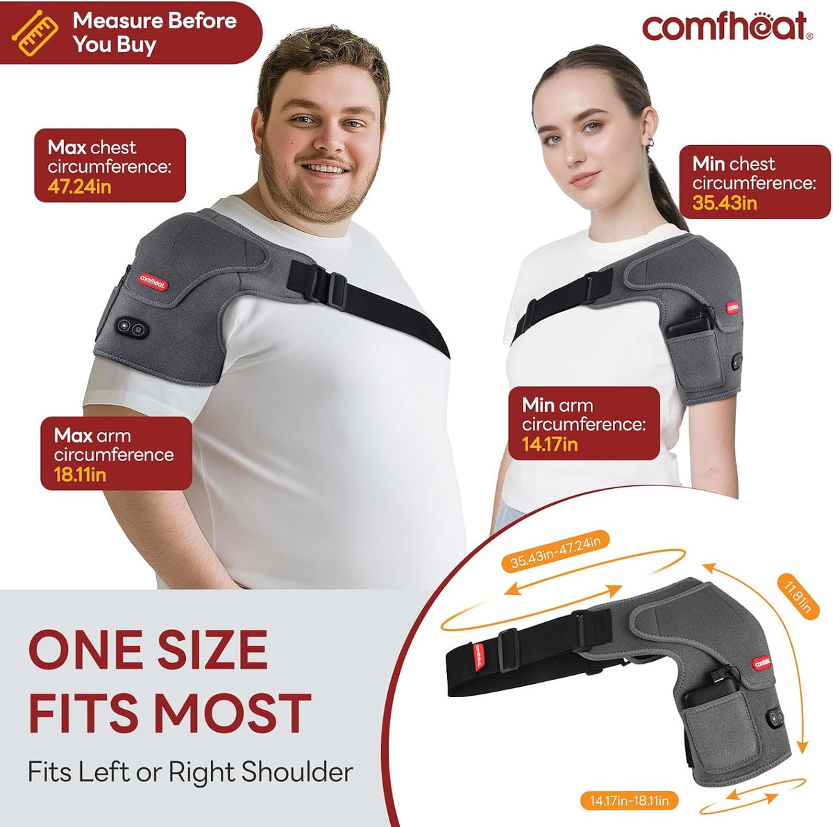 Cordless Shoulder Heating Pad with Massager, Heated Shoulder Brace