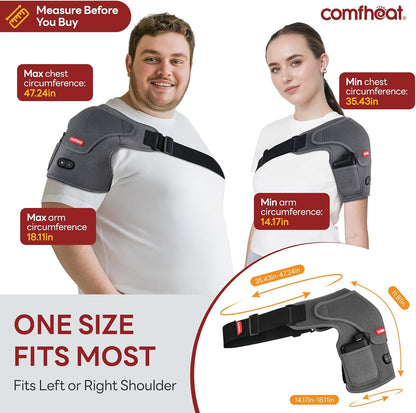Cordless Shoulder Heating Pad with Massager, Heated Shoulder Brace