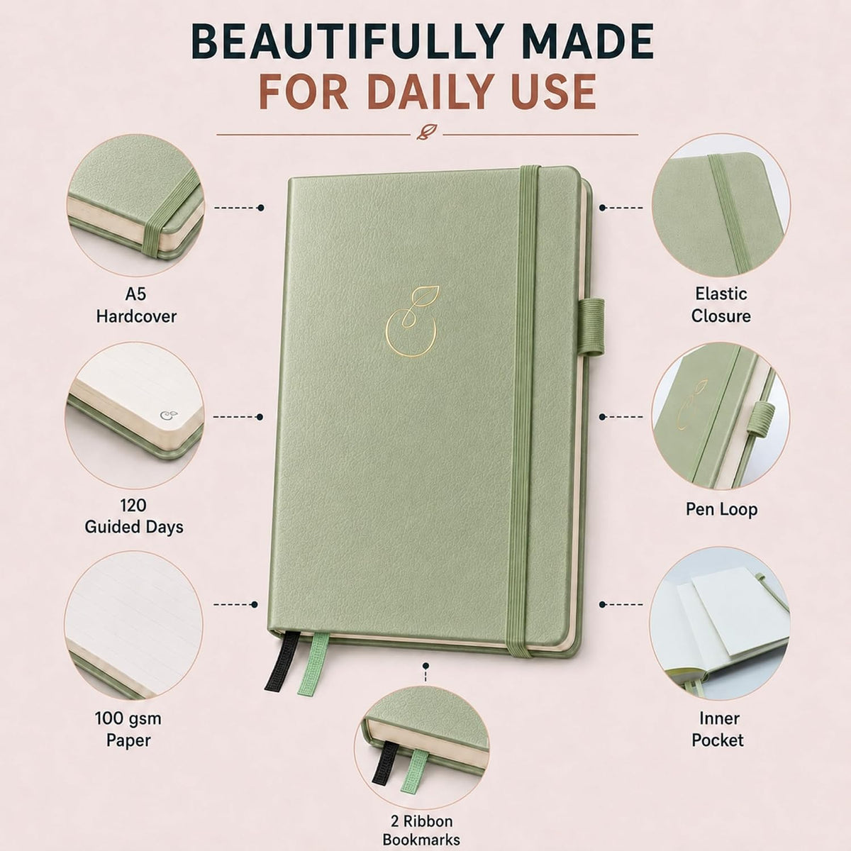Life & Apples Daily Journal for Women, Guided with Prompts, Lavender