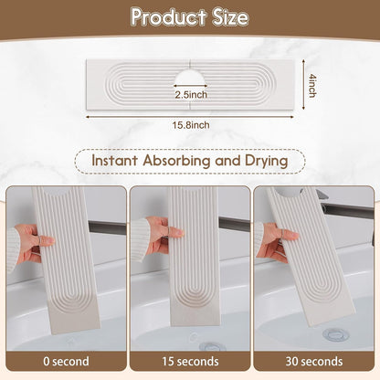 Faucet Mat for Kitchen Sink, Diatomite Quick Drying Tray , 15.8 Inch Kitchen Sink Splash Guard and Bathroom Stone Trays for Counter. Super Absorben.White.