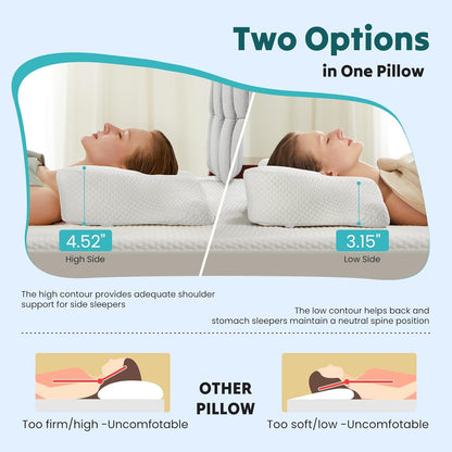 Sweetcrispy Cervical Pillow for Neck Pain Relief, Cooling Memory Foam