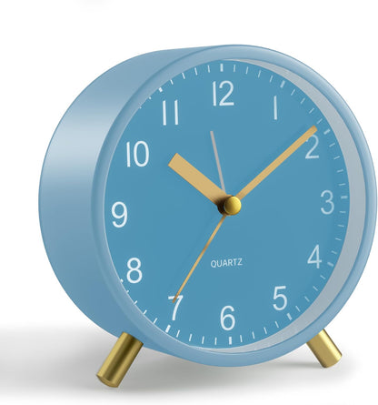 JALL Analog Alarm Clock, 4 inch Super Silent Non Ticking Small Clock with Night Light, Battery Operated, Simple Design, Old Fashioned Style Ideal Decor, for Bedroom, Bedside, Desk, Adult, Gift, Green