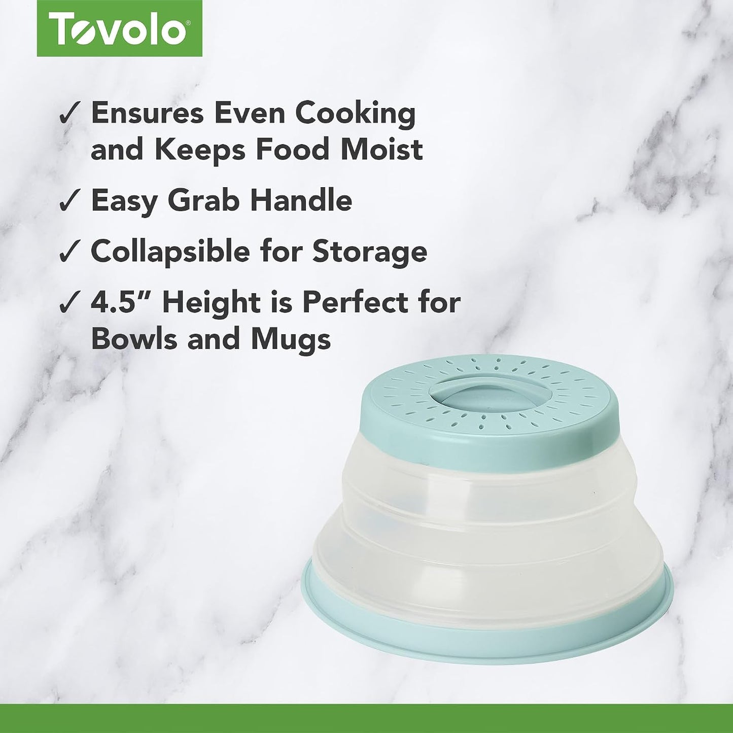 Tovolo Microwave Splatter Cover for Food, Large (Charcoal) - Collapsible & Vented Silicone Splatter Guard Lid - Microwave Plate & Dish Cover with Handle - BPA-Free Kitchen Gadget for Meal Prep