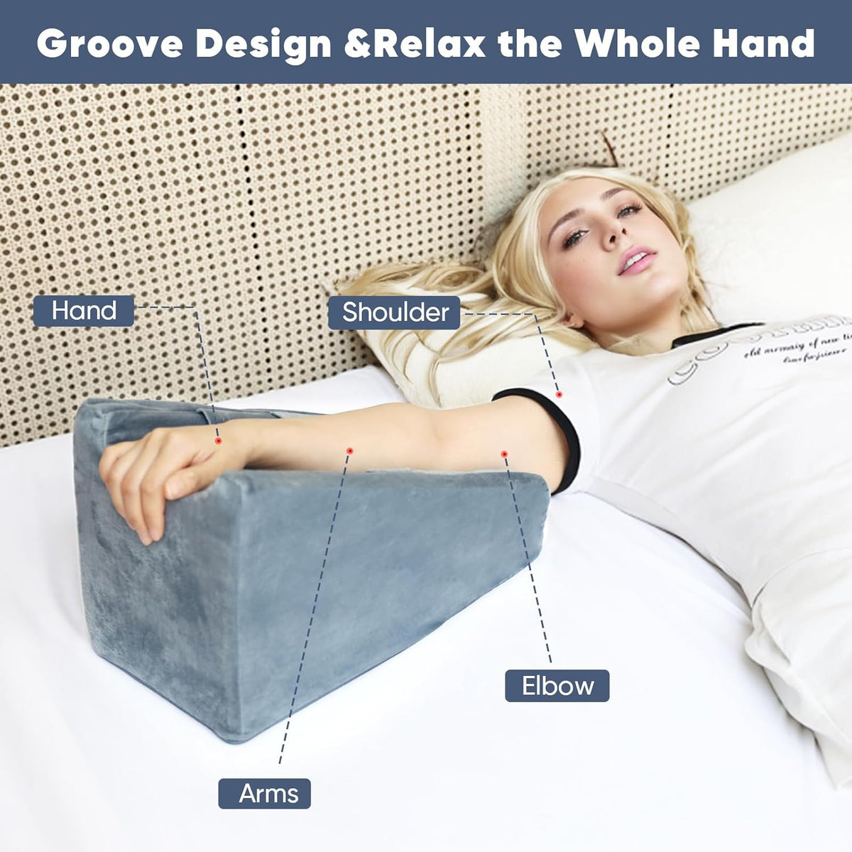 Arm Elevation Pillow Arm Wedge Pillows for Adults Arm Support Pillow with Pocket for Post Surgery Elbow Rest Pillow with Removable Pillow for Sleeping(Grey)