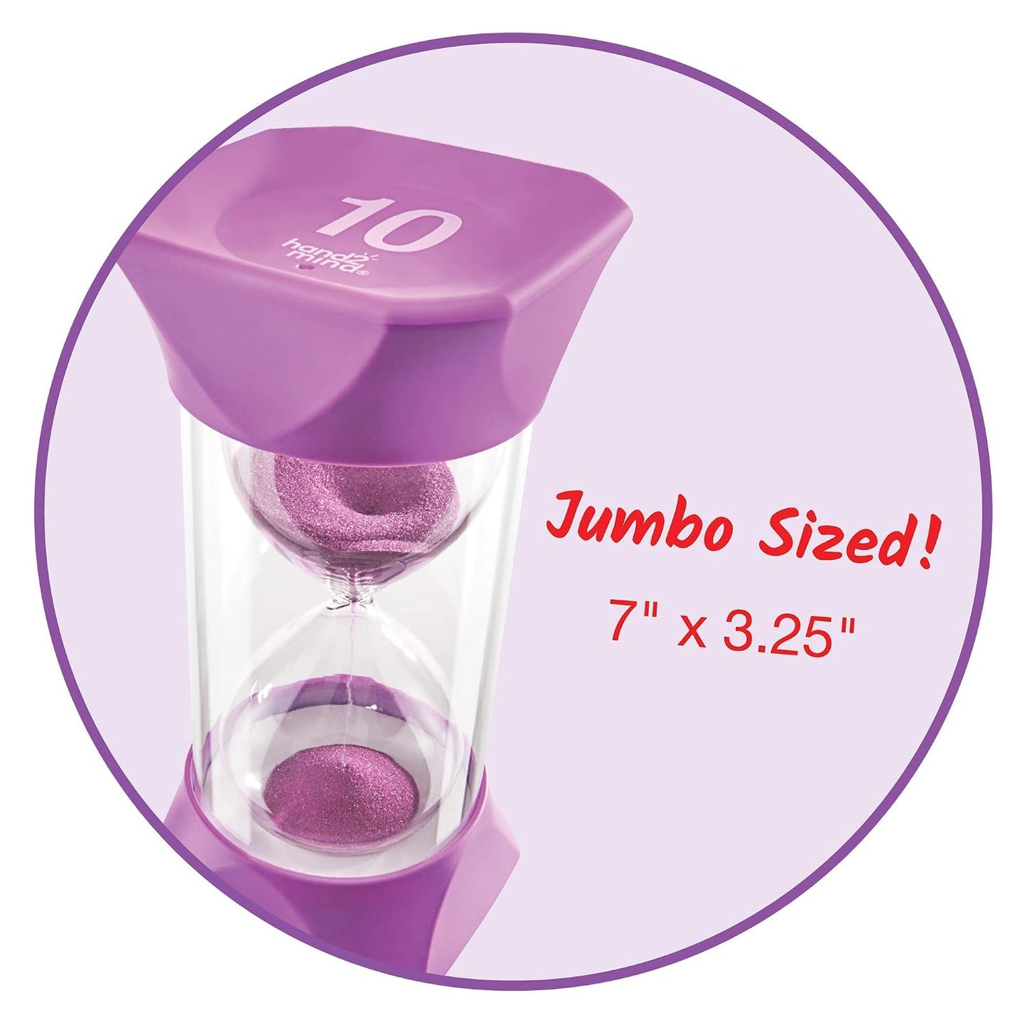 hand2mind Orange Jumbo Sand Timers, 5 Minute Sand Timer, Hourglass Sand Timer with Soft Rubber End Caps Offers Quiet Pausing, Classroom Sand Timers for Kids, Teeth Brushing and Game Timer (Set of 1)