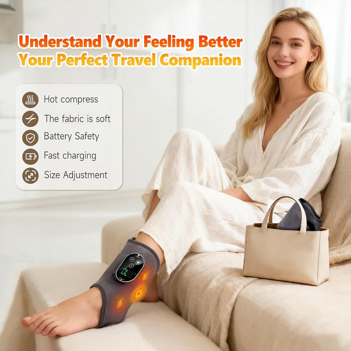 AWIL 3-in-1 Wireless Ankle and Foot Massager Heating Vibration Support Wrap for Daily Ankle Care