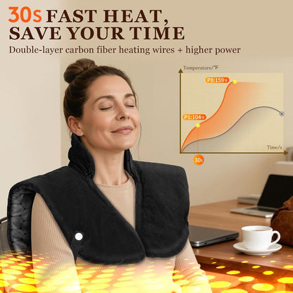 UTK Far Infrared Heating pad for Neck and Shoulders, 30s Fast Heating | 6X Deeper Pain Relief, 8 Heat Settings, 4H Auto-Off, Extra Large 24" x 20", Hands-free with Adjustable Strap, Gifts for Women