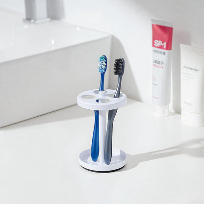Black Stainless Toothbrush Holder Stand: Rustproof Bathroom Countertop Organizer, 4 Ventilated Slots Hold Manual Toothbrushes, Razor