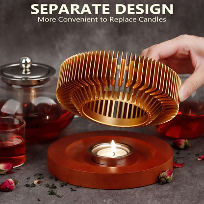 Teapot Warmer, Tea Warmer with Tealight Holder, Teapot Heater for Heating Tea, Coffee, Milk, Food, Aluminum Alloy, Rose Gold