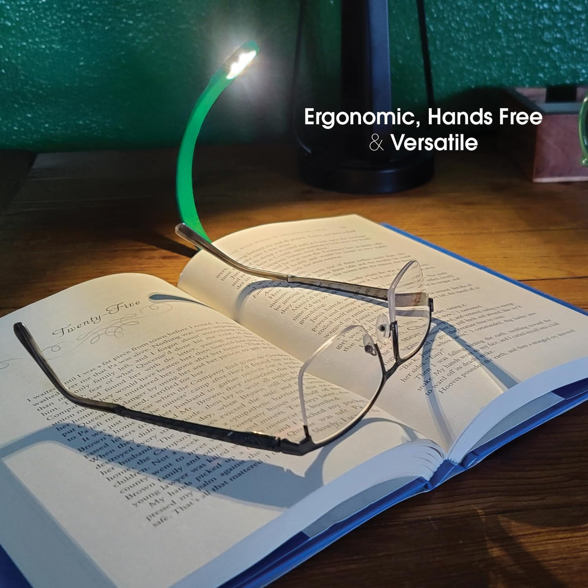 The Original Mighty Bright Recharge Clip On Rechargeable Book Light Reading Light, Warm Eye Care LEDs, Flexible, Durable, Dimmable, Perfect for Kids, Bookworms, Reading in Bed, Lasts 60 Hours (Green)