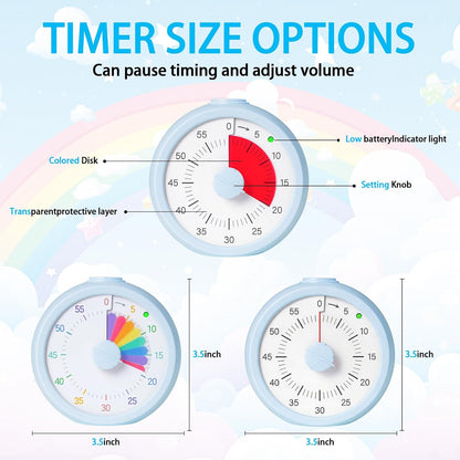Visual Timer for Kids 60 Minute Countdown Timer Rainbow Disk Desk Timer Clock for Classroom Study Office Kitchen with Silent Operation (Purple)
