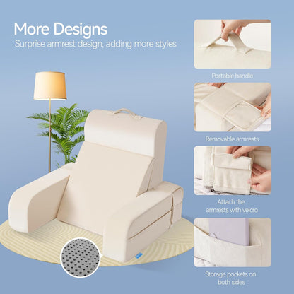 Kayfia Reading Pillow, Gel Memory Foam Back Rest Pillow, 19", Gray