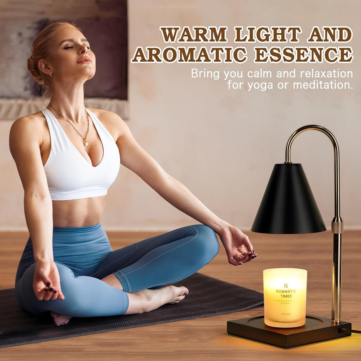 Modern Candle Warmer Lamp with Timer, Dimmable Candle Lamp Warmer, Mothers Day Birthday Gifts for Women Men, Black Candle Warmer, Adjustable Candle Light Warmer, Cozy Living Room Bedroom Home Decor
