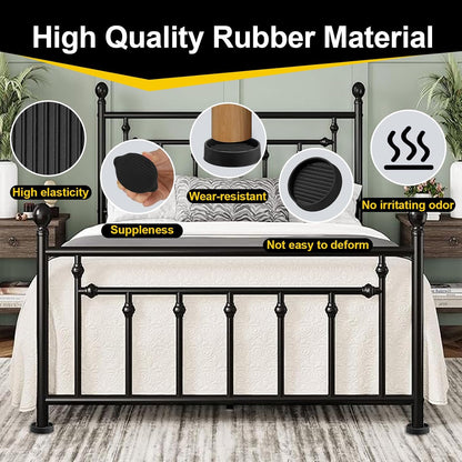 xxxHOLIC Rubber Non Slip Furniture Pads, 2" Black Round, Set of 4 | Furniture Grippers for Hardwood Floors, Anti Skid Caster Cups, Bed Frame & Couch Stoppers, Floor Protectors for Heavy Duty
