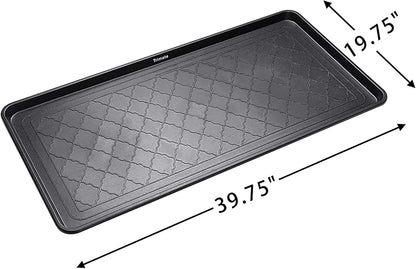 All Weather Boot Tray Extra Large 40"x20" - Brown Plastic Shoe Mat | Multi-purpose mudroom entryway tray with 1.25" raised edges - fits shoes, pet bowls & plants - 100% recycled polypropylene